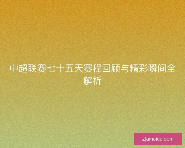 中超联赛七十五天赛程回顾与精彩瞬间全解析